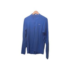 Pre-owned Nike Men's Dri Fit Blue 1/4 Zip TrainingLong Sleeves Shirt Size L
